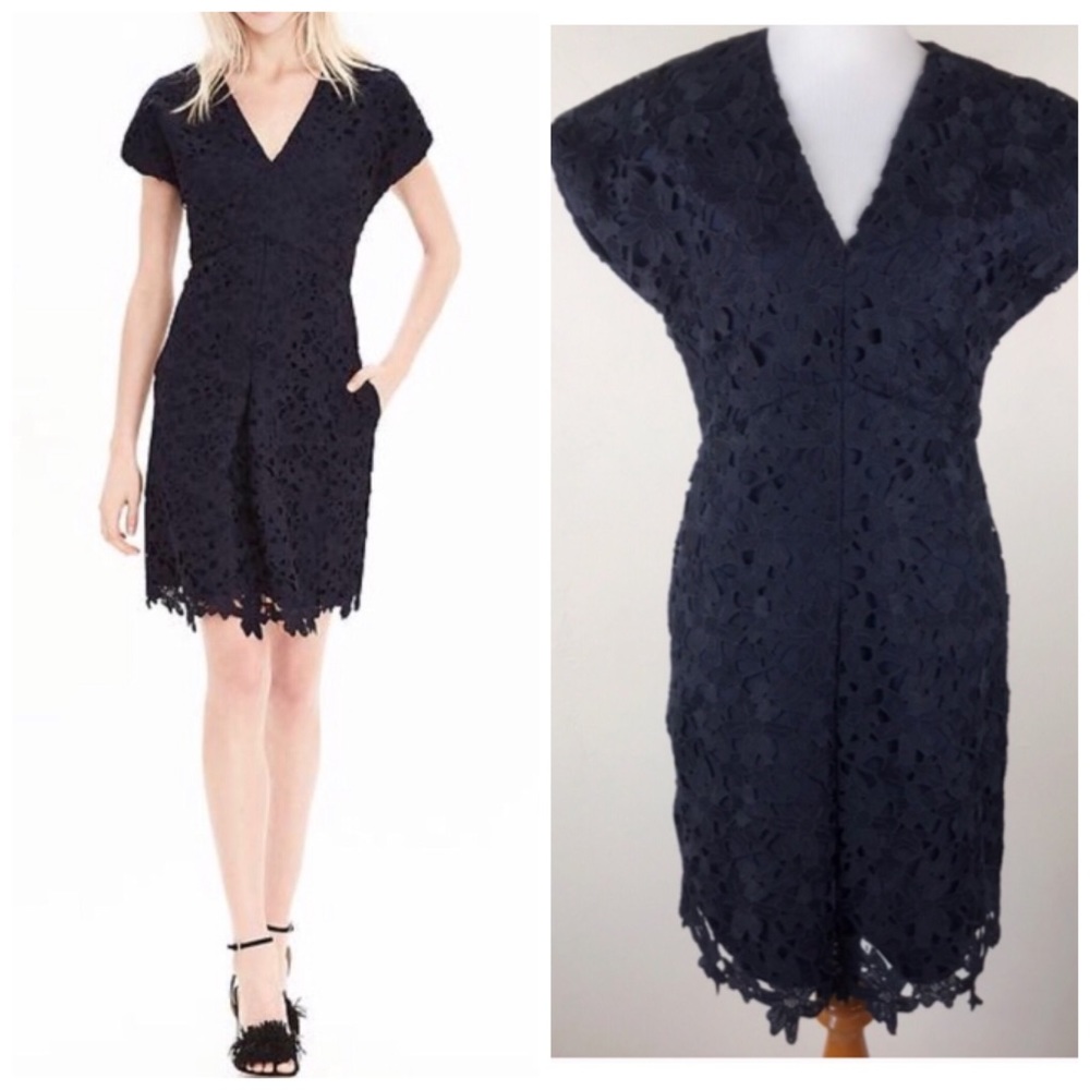 Elegant Navy Lace Dress